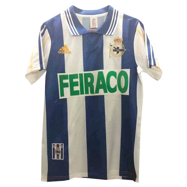 Camiseta Deportivo Replica Primera Ropa Retro 1999 2000 Azul Blanco